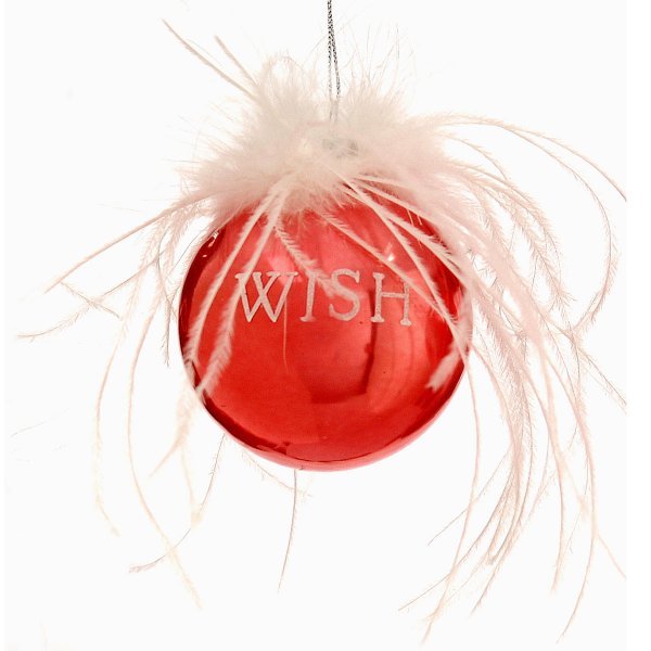 Χριστουγεννιάτικη Μπάλα Κόκκινη με Φτερά (8cm)